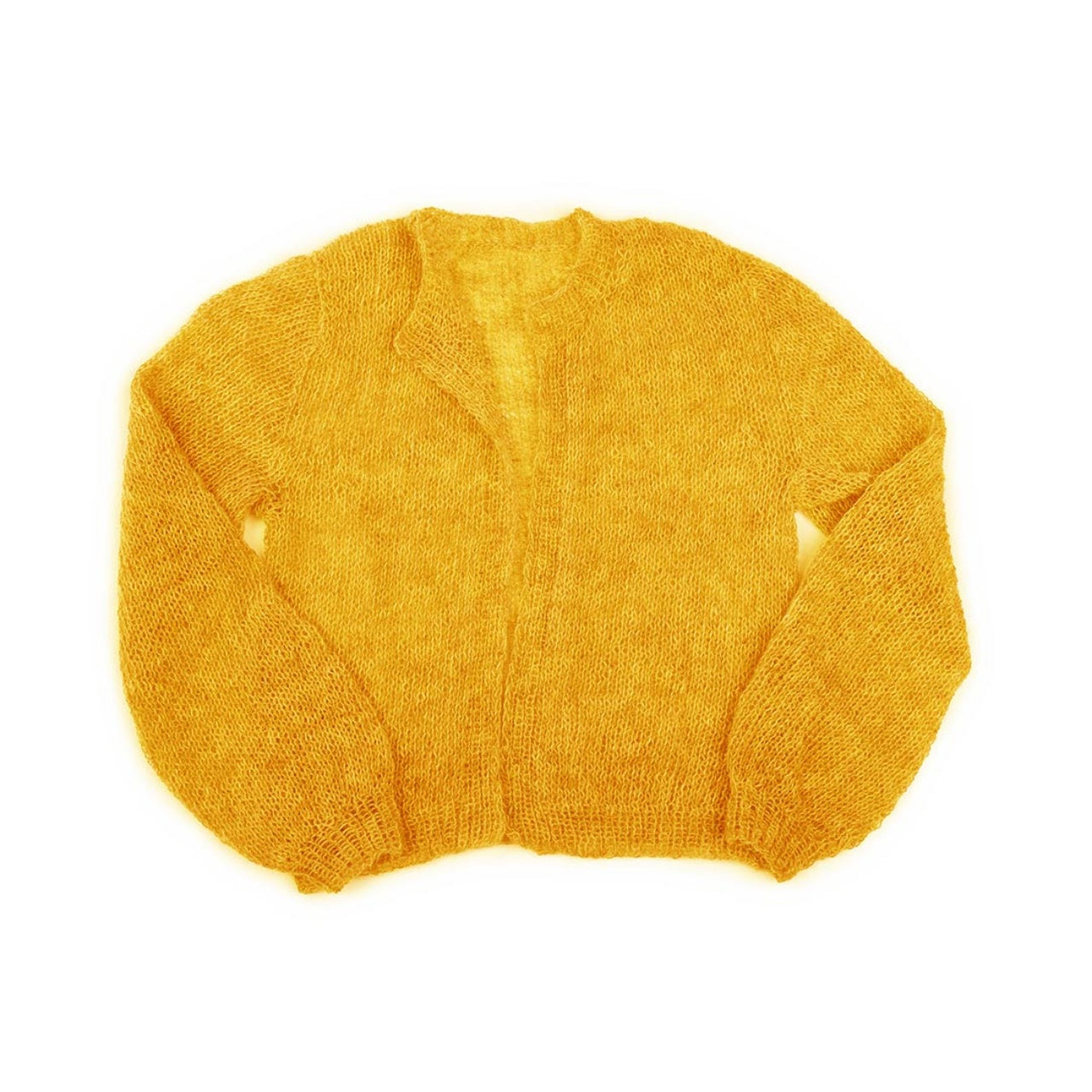 Keltainen Kuohu-neuletakki