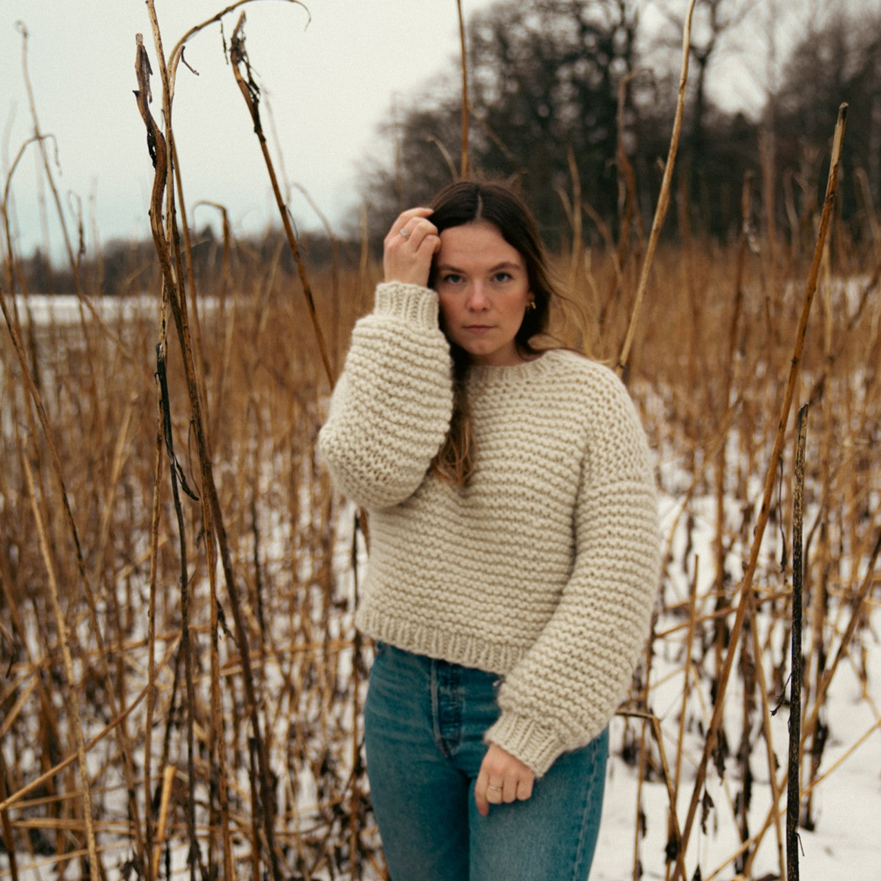 Cloudberry yellow Aura Sweater KnitKit, Wool Sweater DIY